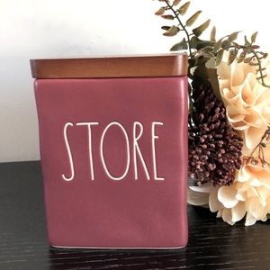 BOGO 50% Off Rae Dunn Burgundy STORE Ceramic Canister